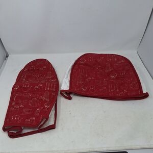 Teapot Blender Cozy Red White Chicken Country Kitchen Tool Dust Covers Quilted